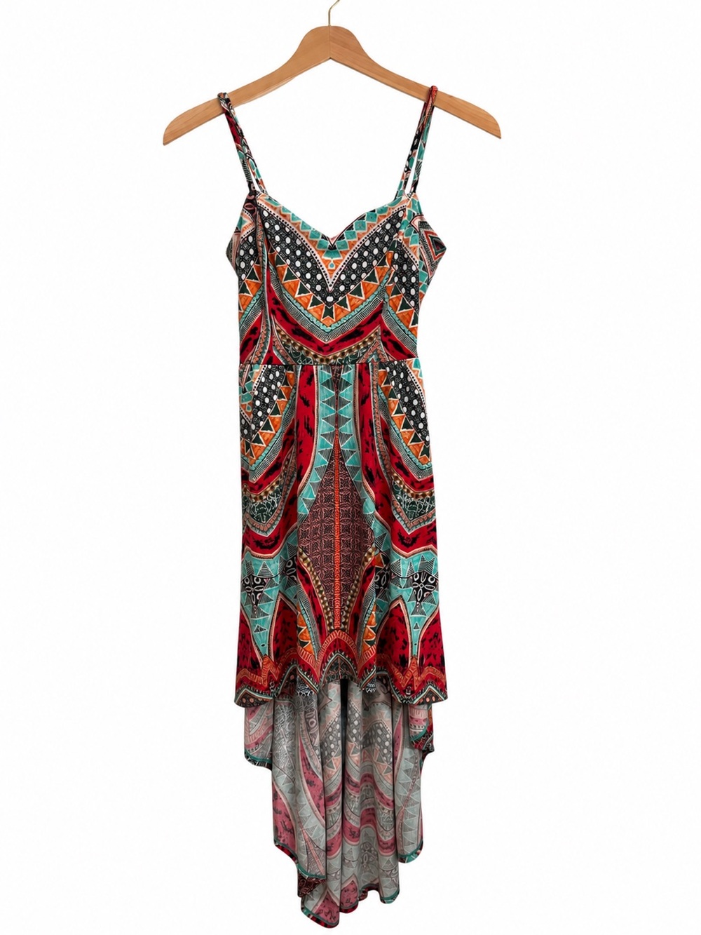 American Rag Boho Tribal Print High-Low Handkerchief Maxi Dress